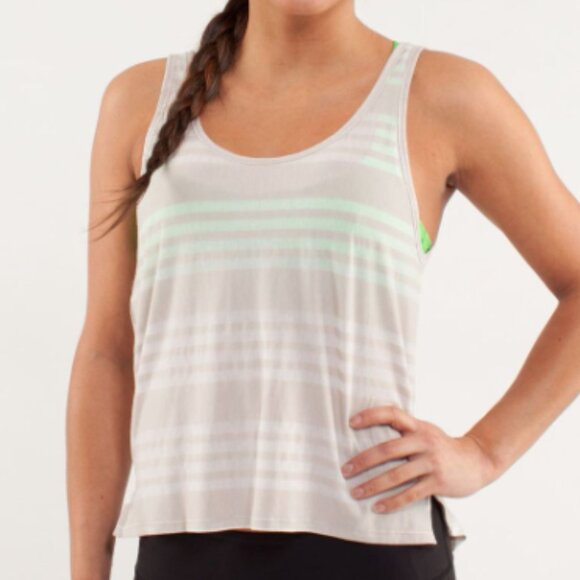 EC Lululemon Burn It Out Tank - Ocean Stripe Dune / Dune - Size 4 - Picture 1 of 5